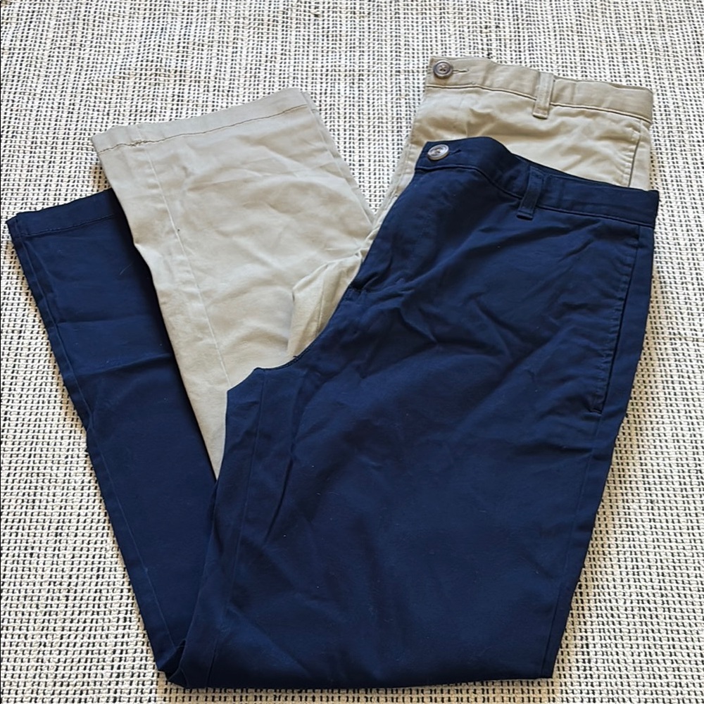 Set of 2 Cat & Jack Blue and Tan Chinos & Khakis for Uniforms Boys 16 Husky